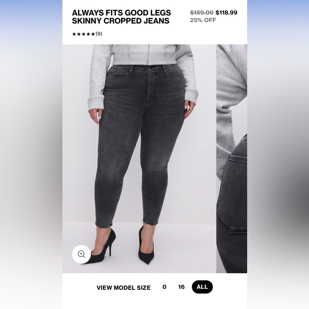 NWT Good American Always Fits cropped jeans